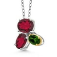 thumbnail image 2 of Gem Stone King 925 Silver and 10K Yellow Gold Ruby Red Mystic Topaz and Green Chrome Diopside Pendant Necklace for Women (2.65 Cttw, Oval 8X6MM, 7X5MM and 6X4MM, Gemstone, with 18 inch Chain), 2 of 4