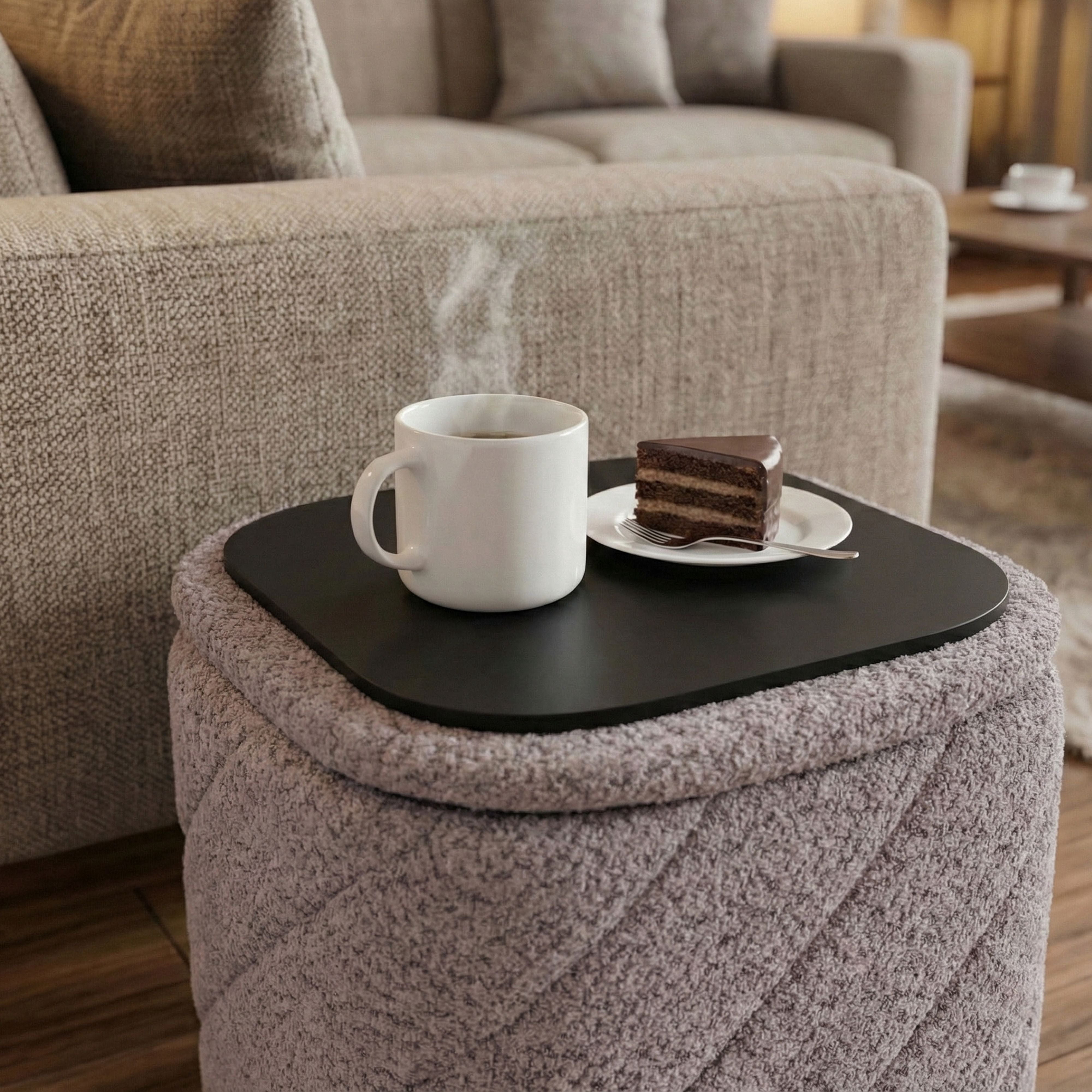 Aria Home Modern Tufted Cube Ottoman with Storage, Upholstered Footrest 15" Stool, Grey