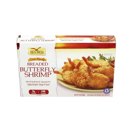 Sea Best Plump & Sweet Butterfly Breaded Shrimp, 10 oz Frozen Cardboard Box