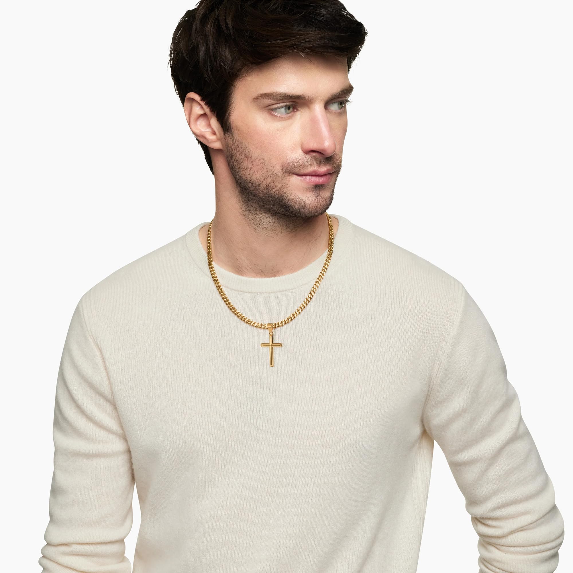 DORANA Gold Plated Cross Necklace, 316L Stainless Steel, 20" photo 2