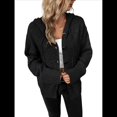 thumbnail image 2 of Cárdigan Informal con Cuello en V y Botones para Mujer, Sudadera con Capucha y Larga Negro M, 2 of 9