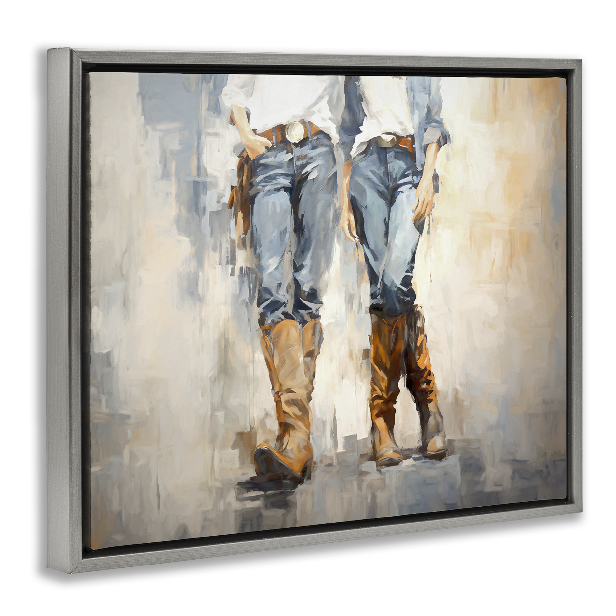 Stupell Industries Country Cowgirl Attitude Novelty Painting Gray Floater Framed Canvas Art Print Wall Art, 21 x 17