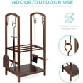 thumbnail image 5 of SSyao 5-Piece Indoor Outdoor Wrought Iron Firewood Log Storage Rack Holder Firepit Tools Set for Fireplace, Fire Pit, Stove w/Hook, Broom, Shovel, Tongs-Copper, 5 of 12