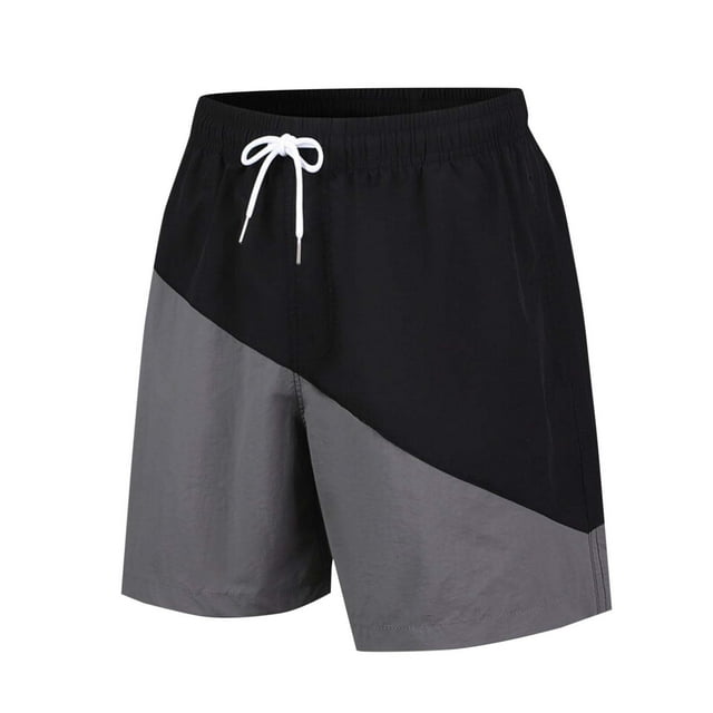 Timegard Shorts Men Plus Size Drawstring Elastic Waist Color Block Casual Loose Workout Shorts Summer