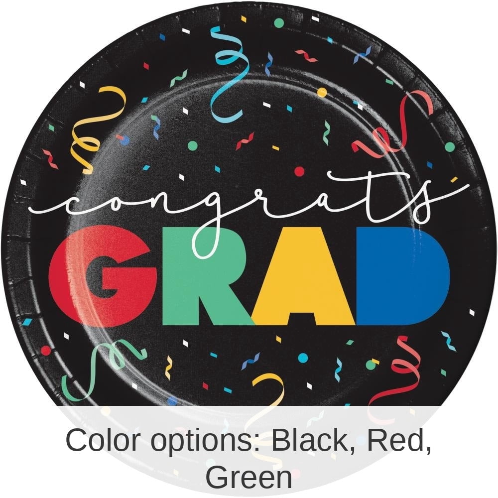 96/Case Bulk Grad Cap Toss Paper 8.75" Dinner Plate