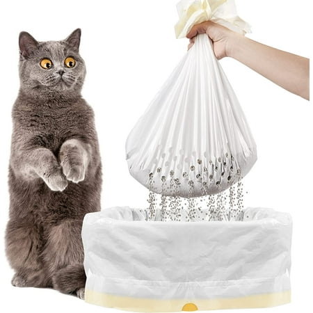 Litter Box Liners 14 Count Drawstring Jumbo Cat Litter Bags Fits All Litter Box Cat Products