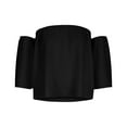 thumbnail image 7 of Women's Strapless Off the Shoulder Blouses 3/4 Sleeve Solid Casual Summer T Shirts Trendy Shirts Tunic Tees Tops, 7 of 7