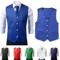 thumbnail image 5 of CENL Men Waistcoat Dress Slim Fit Suit Vest Wedding Suit Formal Business Jacket Top, 5 of 8
