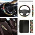 thumbnail image 4 of Yuyamidu Palm Leaves Car Seat Covers and Steering Wheel Cover Hibiscus Seat Belt Strap Cover Handbrake Cover Set Auto Rearview Mirror Cover Coasters Keychain Sunshade Car Windshield, 16 Pack, 4 of 7