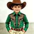 thumbnail image 2 of FINALGANG Boys Kids Point Collar Long Sleeve Dress Shirt With Gold Embroidery Casual Elegant Top For Toddlers Formal Events Daily Wear Cozy Top, 2 of 4