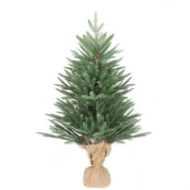Tcbosik 3ft Mini Artificial Christmas Tree with Cloth Bag Base and 100 Branch Tips, Tabletop Xmas Tree for Home Party Holiday Decoration, Green