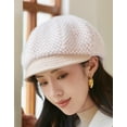 thumbnail image 3 of CoCopeaunt Women Knitted Newsboy Caps Casual Cozy Plush Visor Beret Hat Retro Warm Vintage Cabbie Hat for Ladies Girls, 3 of 6