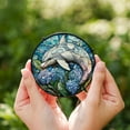 thumbnail image 3 of Dolphin & Hydrangea Stained Glass Suncatcher, Round Ocean Blue Mosaic Art Panel, Handmade Floral Home Decor, Nautical Window Hanging Gift 4316501854 3396, 3 of 4