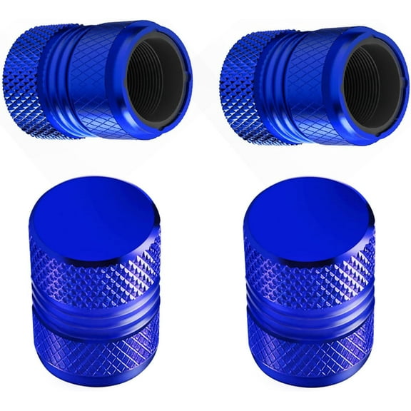 Tire Valve Stem Caps - 4 Pack Anti-Corrosion Premium Anodized Alloy Tyre Air Valve Caps Universal for Car SUV Bike Blue