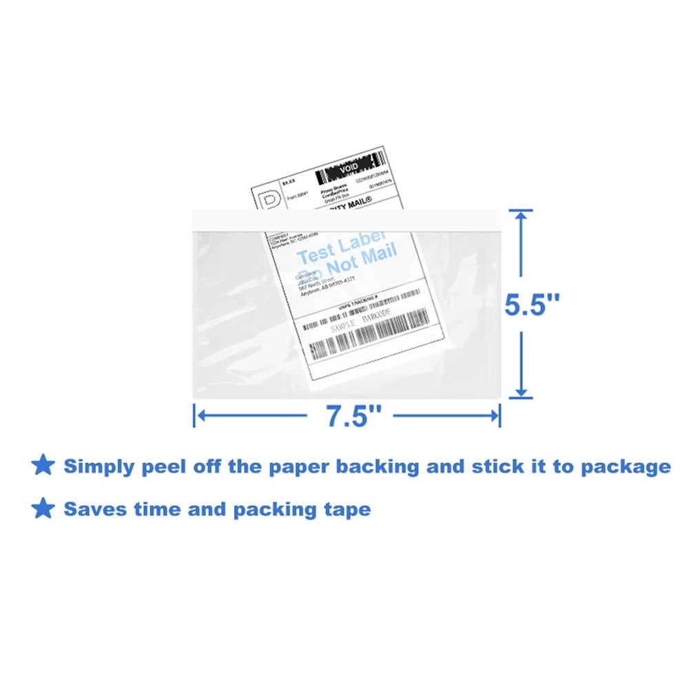 NefLaca Clear Self-Adhesive Packing List Envelopes/Shipping Label Pouches, 7.5" x 5.5", 500 Pack