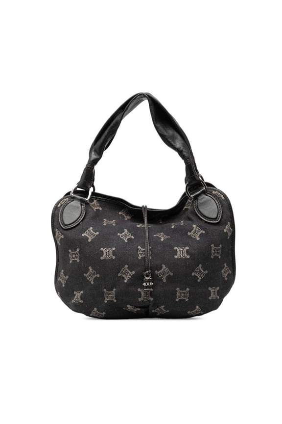 Pre-Owned Celine Triomphe handbag tote bag in indigo, black denim, and leather for... (Good)