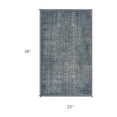 thumbnail image 4 of 2' X 3' Blue Silver Gray And Cream Damask Distressed Stain Resistant Area Rug, 4 of 9