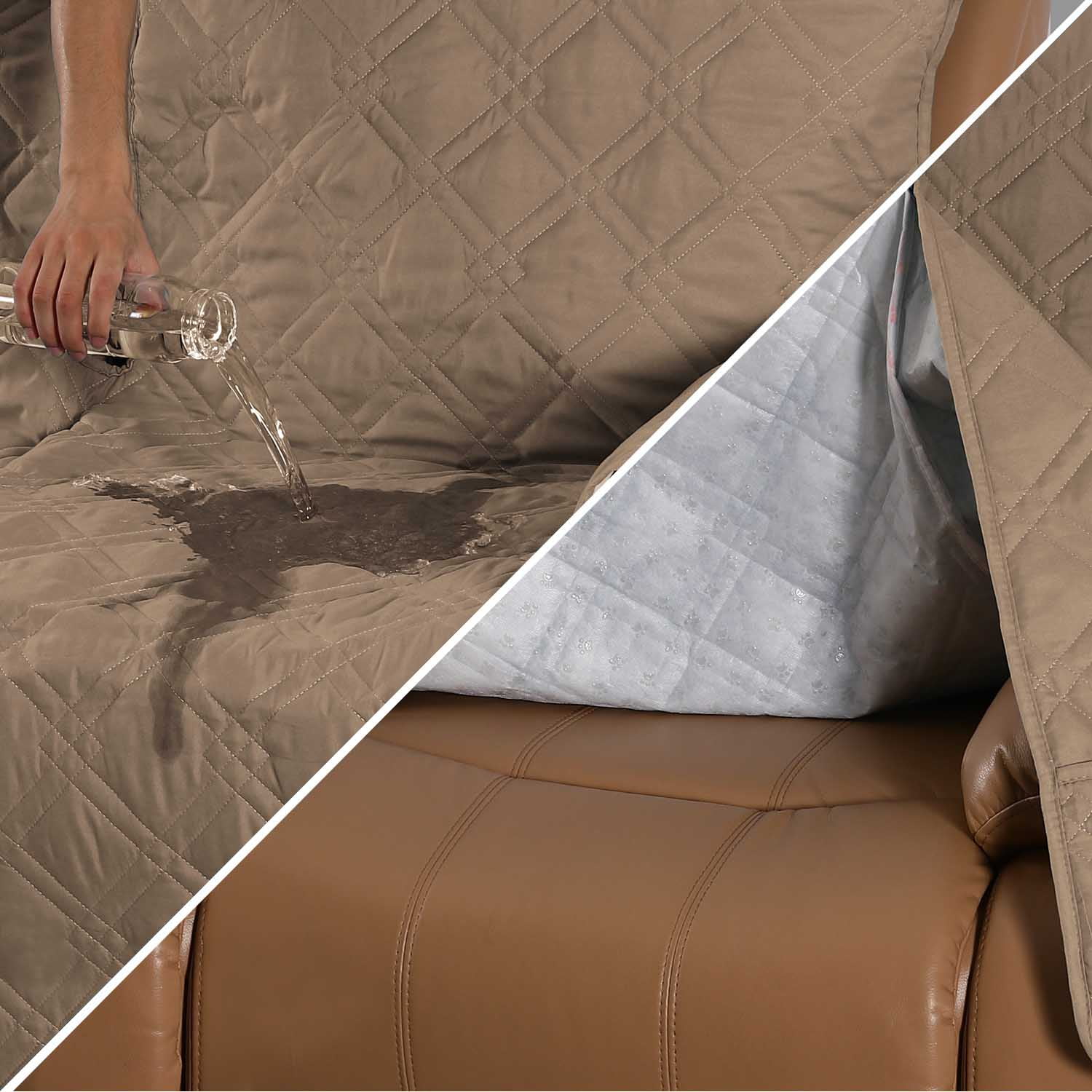 Eurhowing Recliner Sofa Cover for 3-Seater, Waterproof Stretchable Sofa Slipcover, Spill & Stain Resistant Furniture Protector, Brown