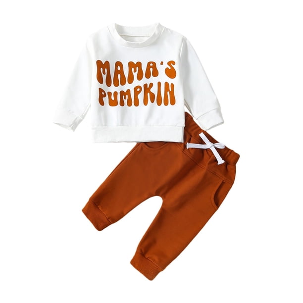 Gibobby Conjunto para bebé niña Conjunto de 2 uds de camisetas y pantalones con estampado de manga larga para niños pequeños, ropa para niños de Halloween(Blanco,18-24 Meses)