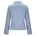 thumbnail image 3 of Women's Solid Color Lapel Long Sleeve Button Loose Blazer Fashion Suit Jacket Blue XXL, 3 of 6