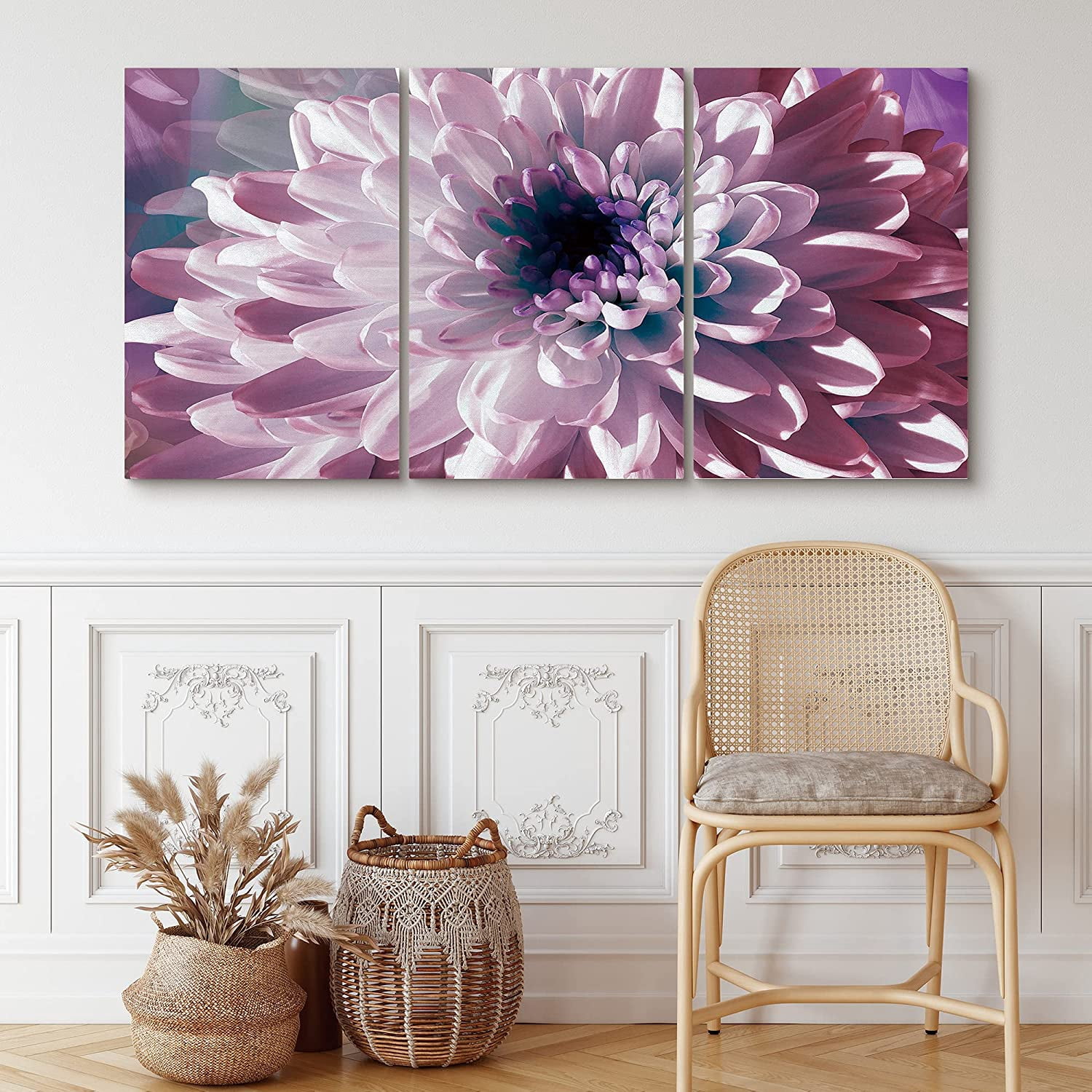 PixonSign Canvas Print Wall Art Set Blossoming Purple Aster Flower ...