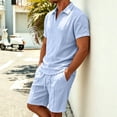 thumbnail image 6 of LEKWK Men Linen Sets Outfits 2 Piece Short Sleeve Loose Fit Collared Tops and Drawstring Shorts Breathable Summer Casual Beach Vacation Resort Wear, 6 of 9