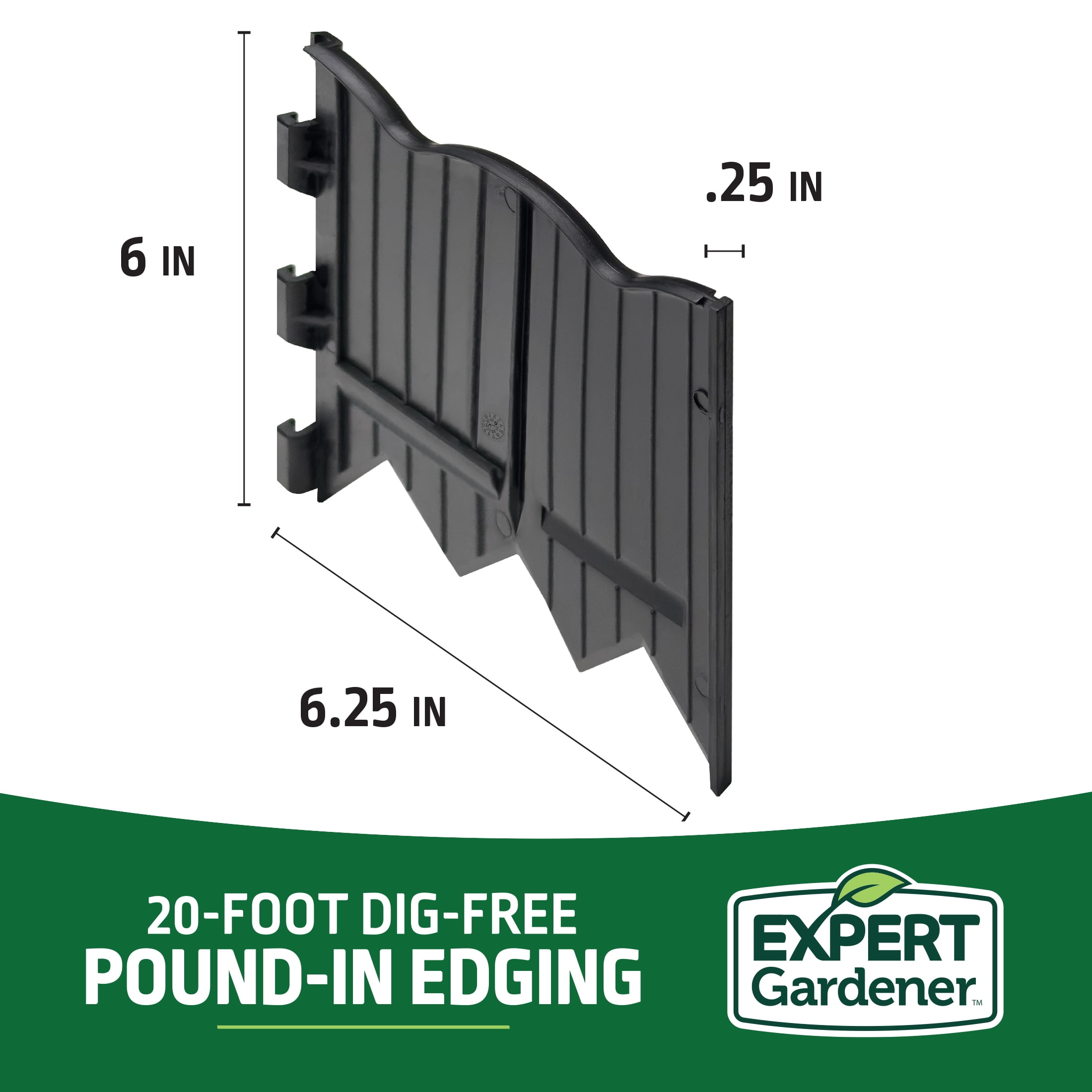 Expert Gardener 6" x 20' Scallop Black Plastic Garden Border Edging
