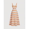 thumbnail image 4 of Multicolor Striped Knit Slip Dress For Women, Maxi Length Ruched Waist Summer Dress, 4 of 7