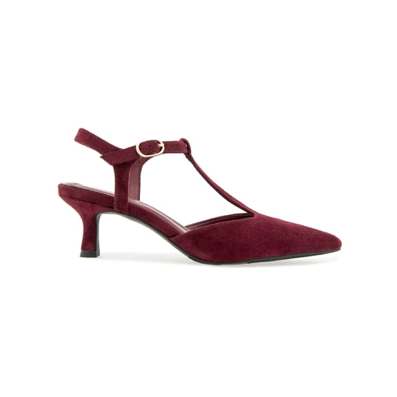 Kensie Women's Odessa T-Strap Pointed Toe Kitten Heel