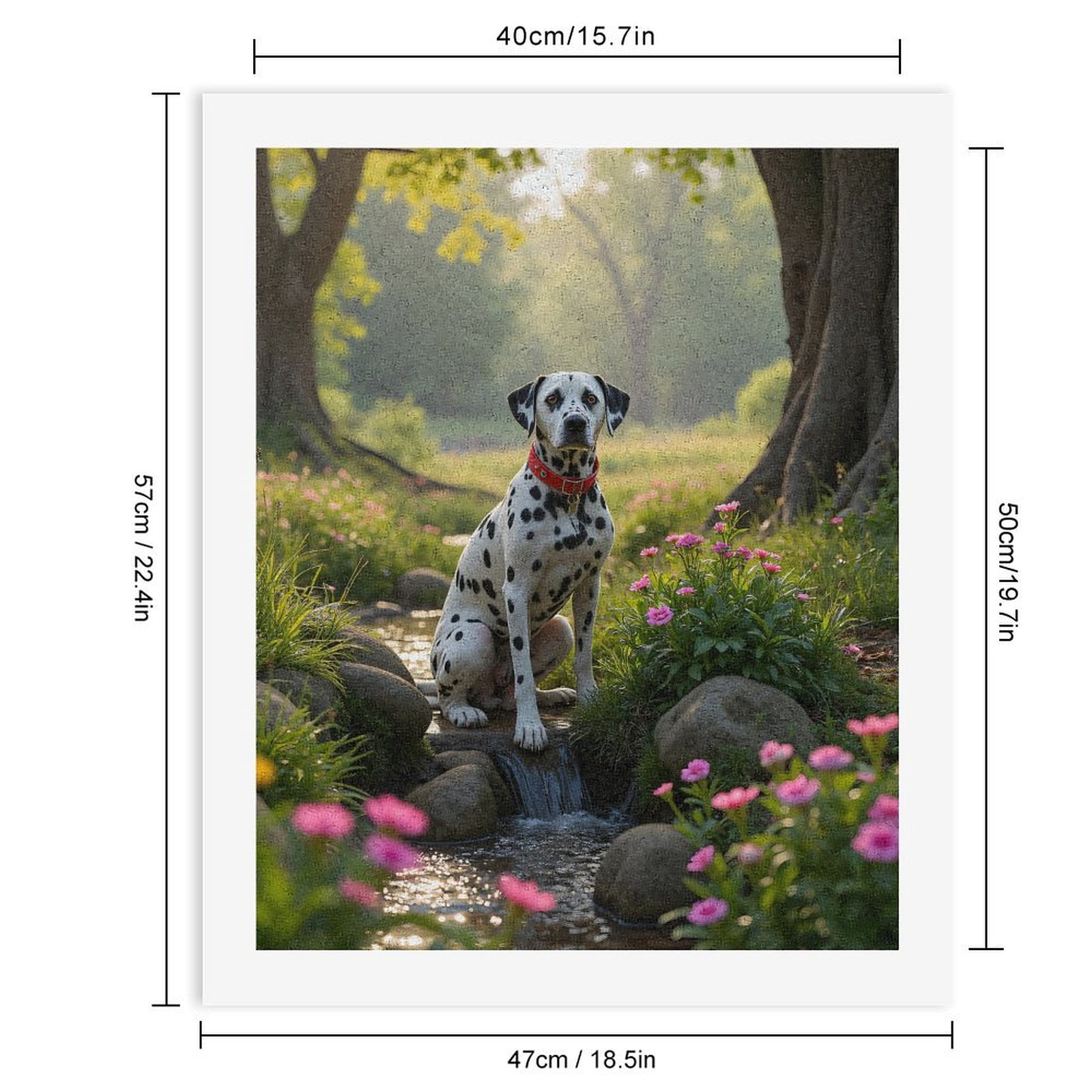 Paint by Numbers Kit for Adults, Dalmatian Creek Flowers Morning Scene Paint by Numbers, Easy Paint by Numbers Kit for Adults Beginner, DIY Adult Paint by Number Kits on Canvas, Home Decor