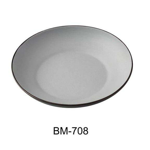 Yanco BM-708 Birmingham 8 x 1.5 in. Salad & Soup Bowl, Gray & Black - 20 oz - Melamine - Pack of 36