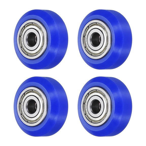4Pcs 3D Printer Wheel with 625ZZ Linear Bearing, 3D Printer Pom Roller Plastic Pulley Wheel for 8D Printer, Blue