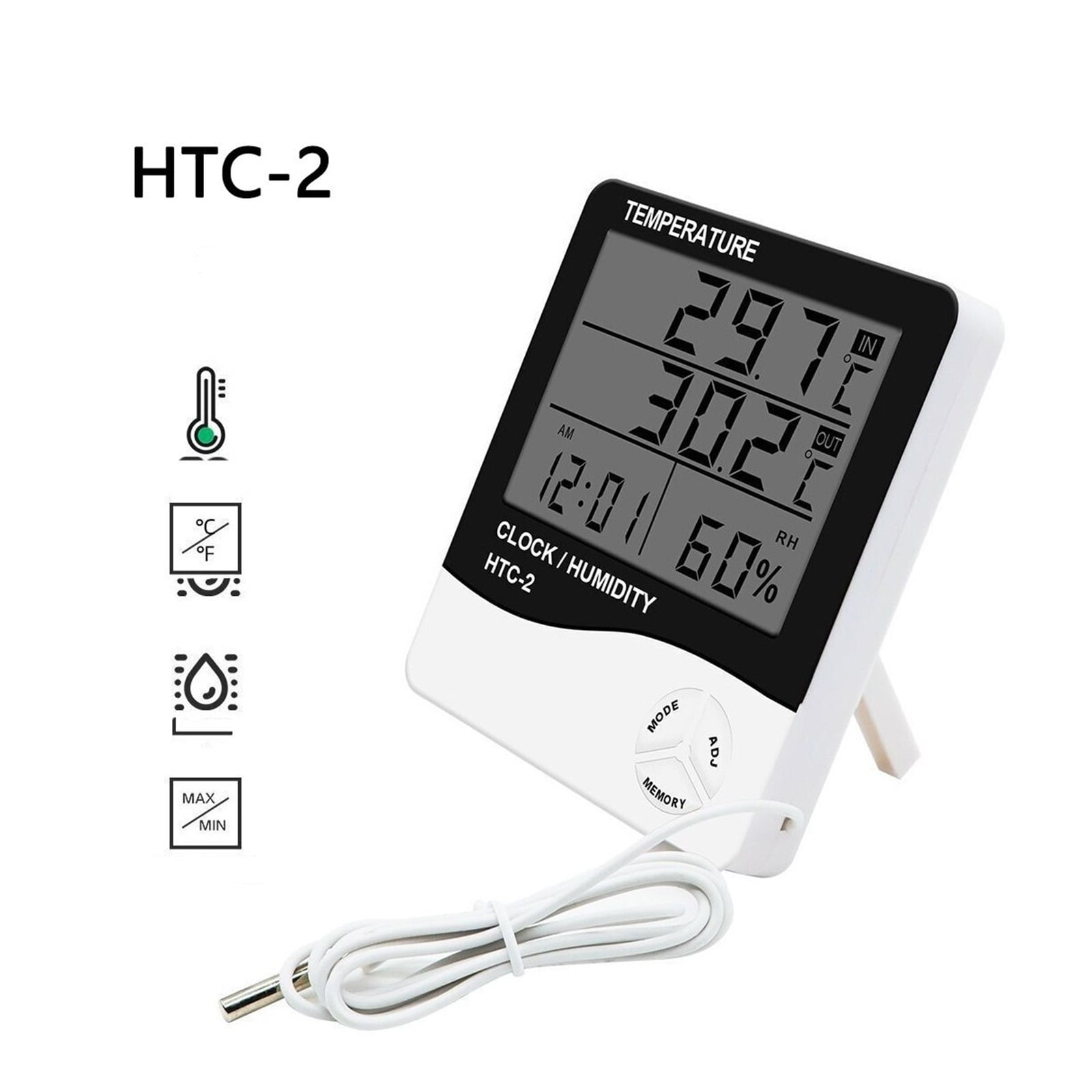 LCD Digital Temperature -2 Home Indoor Outdoor Hygrometer Thermometer Weather Station with Clock ,Fast Response