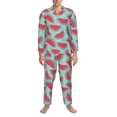 thumbnail image 3 of Balery Watermelon Pijama para Hombre de Dos Piezas con Manga Larga, Conjunto de Dormir y Descanso Suave con Bolsillos-Medium, 3 of 7