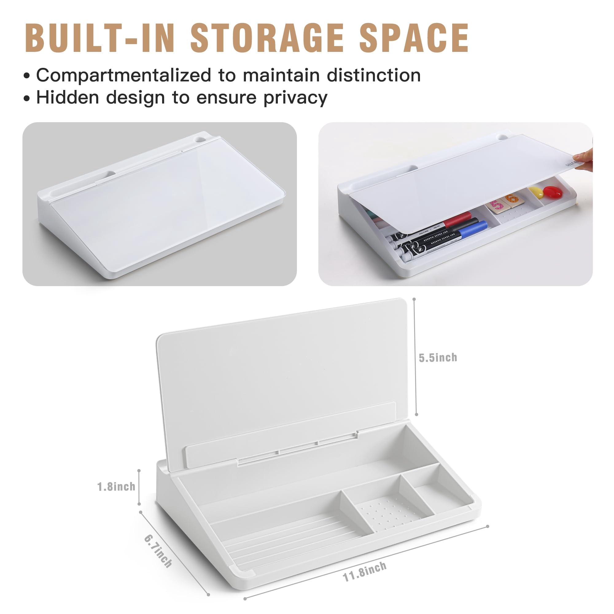 Desktop Glass Whiteboard With Storage  Small Dry Erase White Board Computer Pad Stand For Home School Office Desk Accessories -