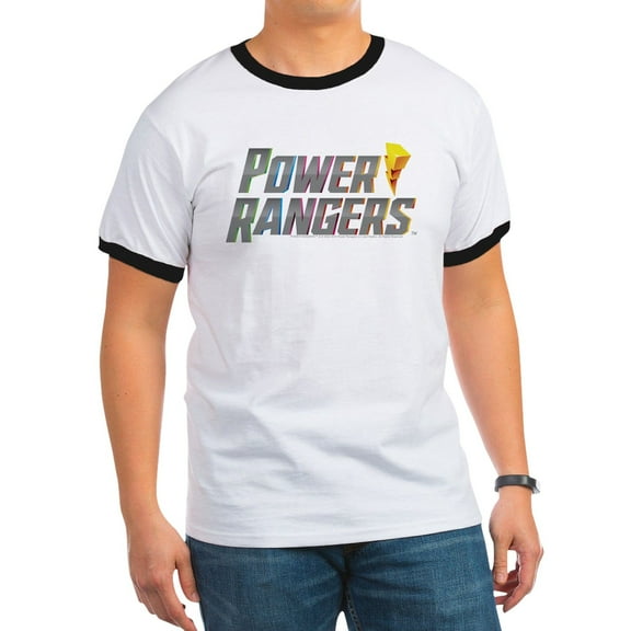 CafePress - Power Rangers Stacked Logo Men's Ringer T Shirt - 100% Cotton Ringed T-Shirt