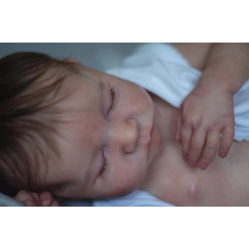 18inch Levi Full Body Newborn Baby Doll Reborn Sleeping Flexible 3D Skin Tone with Visible Veins Hand Root Hair Doll