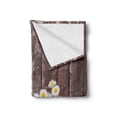 thumbnail image 2 of Easter Bunny Soft Flannel Fleece Throw Blanket, Smoke Colored Little Rabbit with Daisies Rustic Wooden Background Photo, Cozy Plush for Indoor and Outdoor Use, 70" x 90", Multicolor, by Ambesonne, 2 of 5
