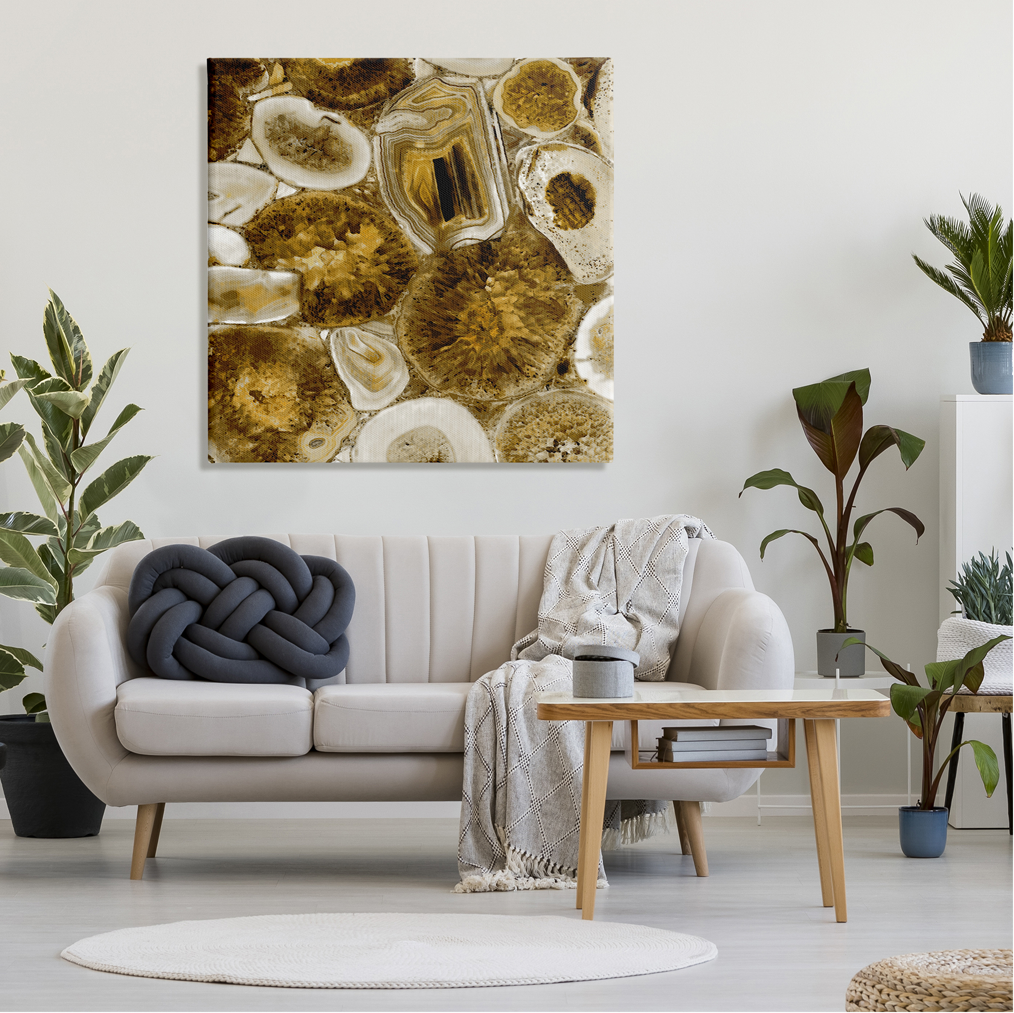Stupell Agate In Gold Abstract Geodes Abstract Painting Gallery Wrapped Canvas Print Wall Art