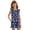 Navy Blue Floral, variant on ZIATUBLES Pink Bone Paw Print Girls Summer Romper Ruffle Cap Sleeves One-Piece Short Jumpsuit Soft Comfort Kids Casual Playsuit with Pockets for 5-6 Y