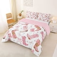 thumbnail image 2 of Manfei Pink Cowboy Boot Bow Print Full Size Comforter Sets for Girls, Cute Boots Bedding Sets, Pink Reversible, 3-Piece, 2 of 6