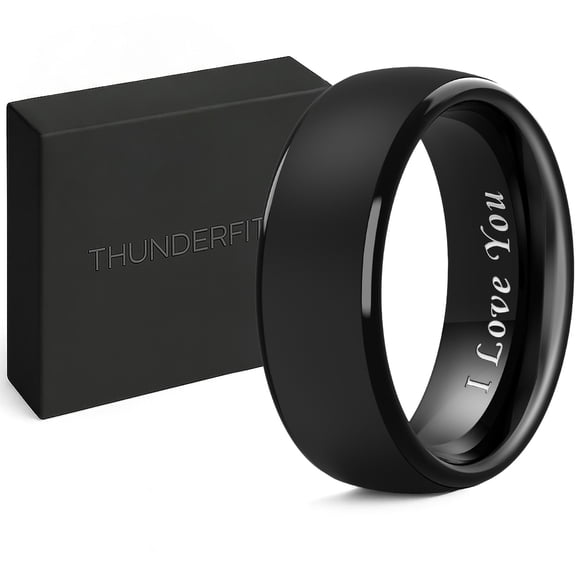 ThunderFit Silicone Rings Wedding Bands for Men, I Love You Engraved, Men’s Rubber Engagement Bands with Gift Box, 1-Pack