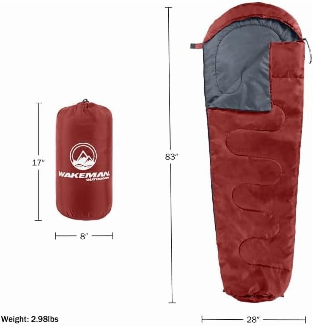 Mummy Sleeping Bag - Adult Cold Weather Rated to 25°F Waterproof with Drawstring Hood Camping Equipment by Outdoors