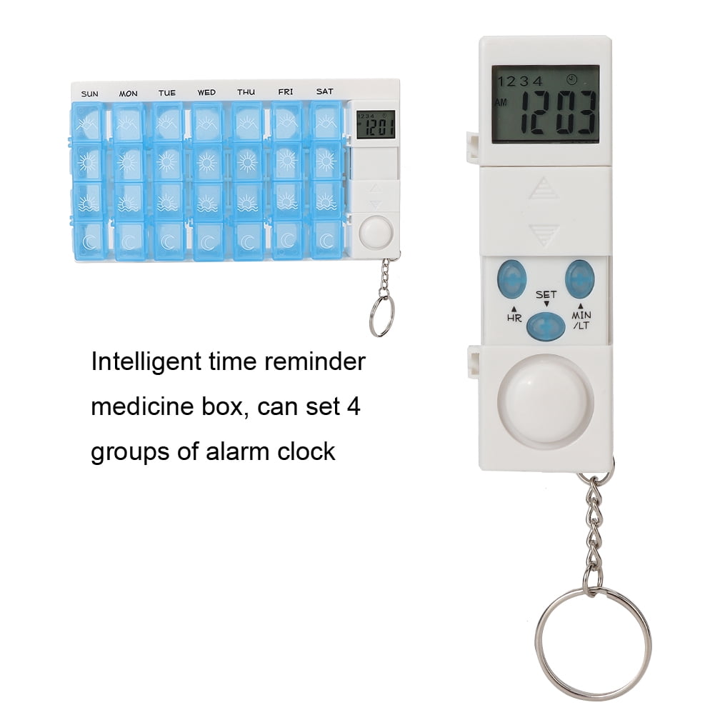 Pills Case Pills Pills Organizer, Pills Organizer Medicine 28 Grids Weekly Medicine Reminder Case Portable Pills Container Intelligent Time Reminder Medicine Box for Reminder