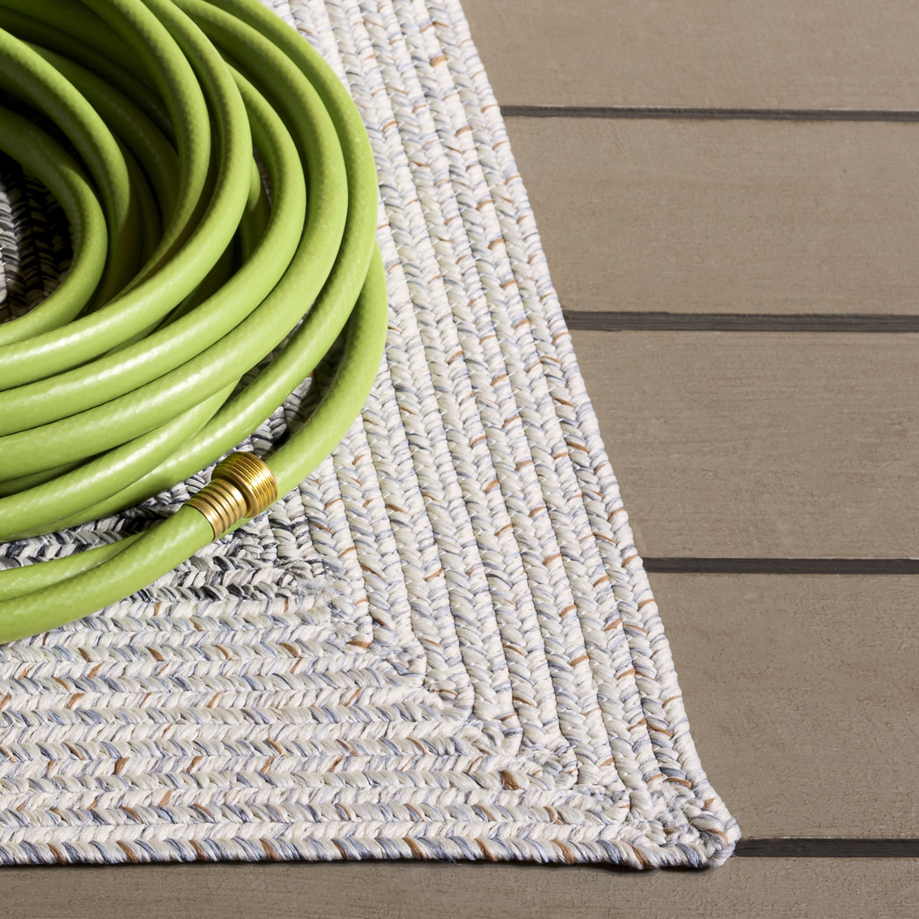 Safavieh Braided Victor Bordered Machine Washable Reversible Area Rug, Ivory/Gray Black, 5' x 8'