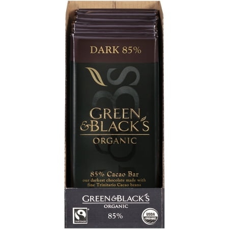 Cacao Extra Dark Chocolate - Green & Black's Organic Dark Chocolate, 85% Cacao, 3.5 Oz, 10 Ct