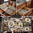 thumbnail image 3 of Vintage Botanical Placemats for Dinning Table Set of 6, Spring Floral Summer Vintage Burlap Kitchen Place Mats Waterproof Cloth Table Mats, Indoor Outdoor Placemats Easy Clean Dinner Decor, 3 of 8