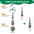 thumbnail image 4 of CazToi 6ft Pre-Lit Snow Flocked Pencil Christmas Tree Slim Artificial Holiday Decor for Home Office, 4 of 13