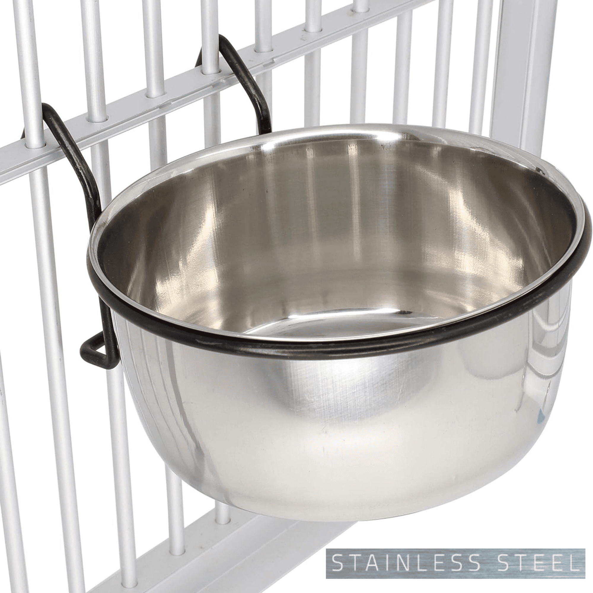 Bonka Bird Toys 3497 20oz Stainless Steel Lux Black Hook Cage Bowl