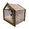 thumbnail image 1 of Kites Pet House, Geometric Colorful Kites Vintage Nostalgic Summer Toys Cartoon, Outdoor & Indoor Portable Dog Kennel with Pillow and Cover, 5 Sizes, Multicolor, by Ambesonne, 1 of 5